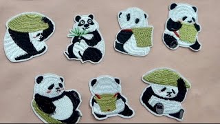 7 Pieces Panda Basket Iron-On Embroidery Patch