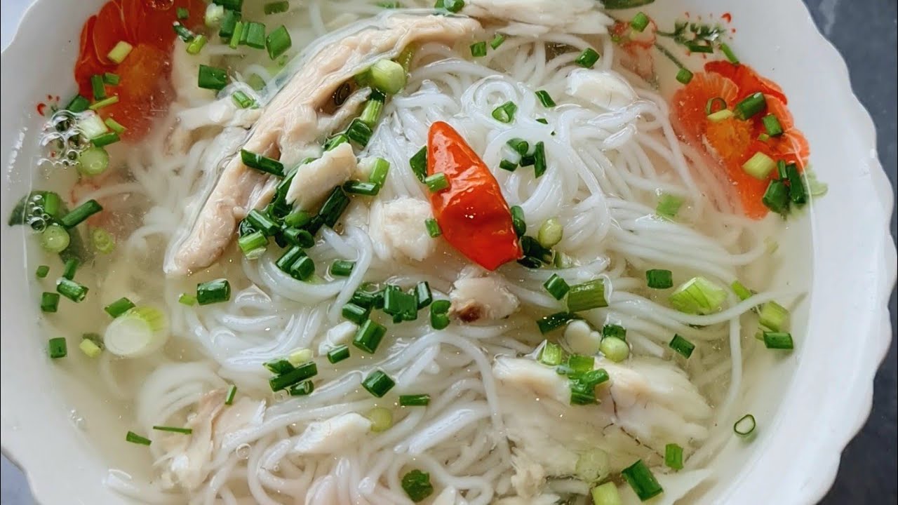 Authentic Cambodian rice noodles with clear watery fish soup, Cambodian