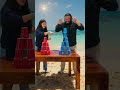 Tower Building Challenge 😱 Husband vs Wife Funny Battle 😂  #ViralShorts #CoupleGames  #Shorts