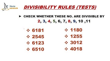 Divisibility by Numbers | Divisibility rules| Check Divisibility of any number by2 3 4 5 6 7 8 9 11