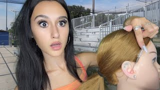 ASMR| Piercing your EAR under the SCHOOL bleachers😳