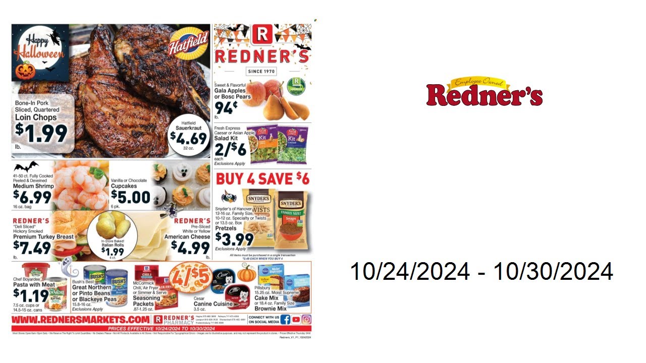 Redner's Markets Weekly Ad (US) - 10/24/2024 - 10/30/2024 - YouTube