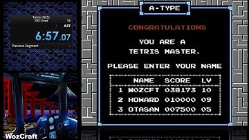 Tetris - Speedrun - 100 Lines - NES - PB