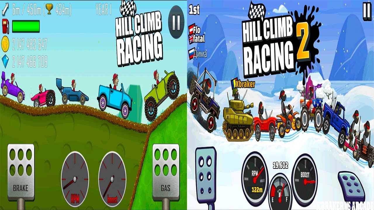Hill Climb Racing 2 vs Hill Climb Racing Garage All Vehicles Gameplay Android Full HD