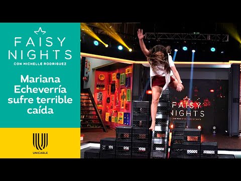 Mariana Echeverría sufre aparatosa caída al realizar reto viral | Faisy Nights | Unicable