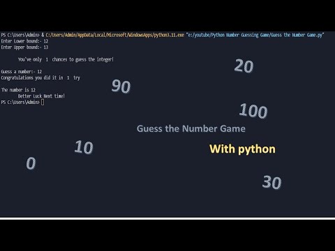 Python Number Guessing Game Tutorial  Guess the Number Game