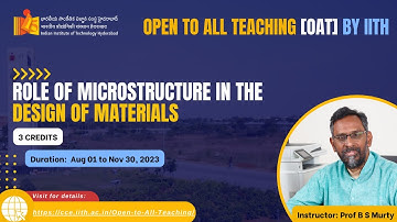 #IITHOAT @IITHyderabad, Intro: Role of Microstructure in the Design of Materials by Prof. B S Murty