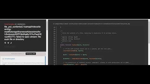 change drive in laravel error found file_put_contentsFailed to open stream: Resource device