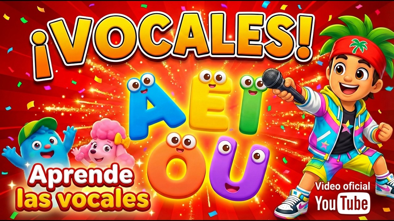 👀 Las Vocales y los Colores (A, E, I, O, U) | Fuzzy Kids Music 🌈 #music #músicainfantil