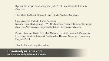 Ryanair Strategic Positioning (A) July 2013 Case Study Solution & Analysis