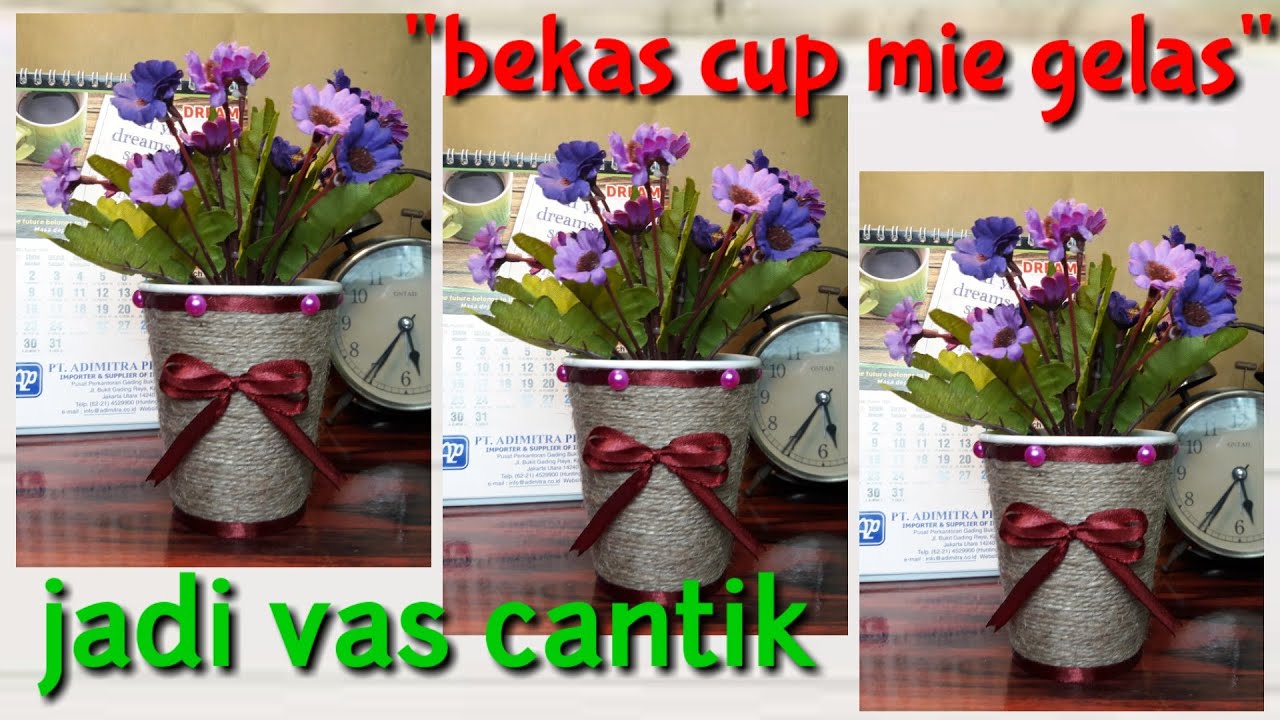 Vas bunga  dari barang bekas  how to make a flower vase  
