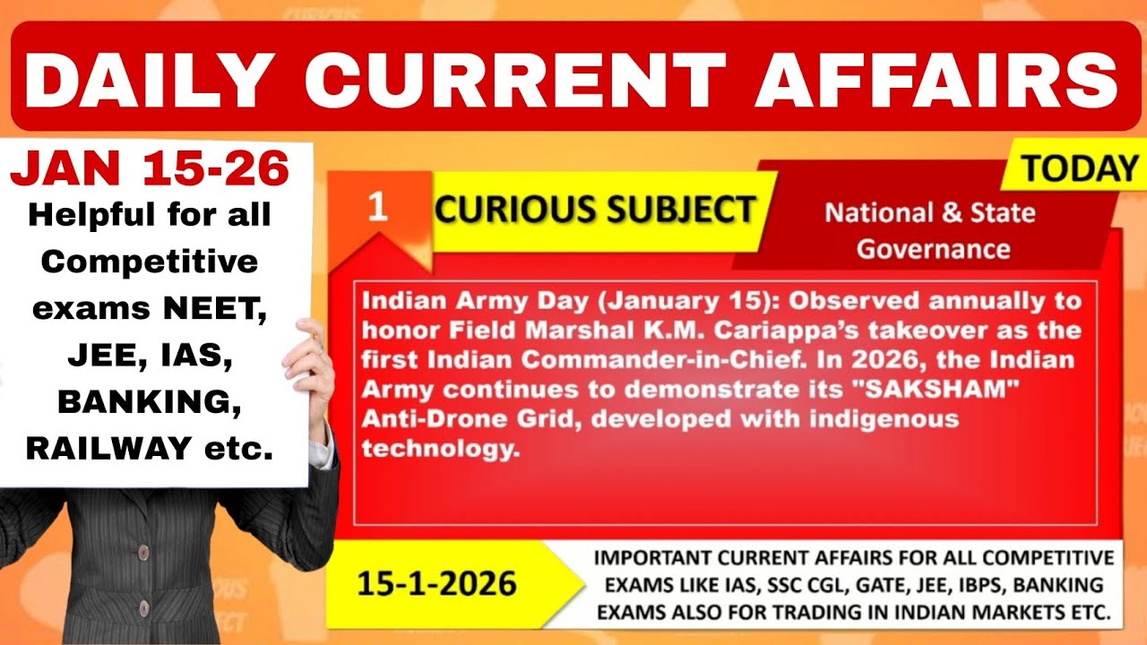 Today's dose 45 l 15-1-26 Current affairs l Daily current affairs l Latest for all exam in English