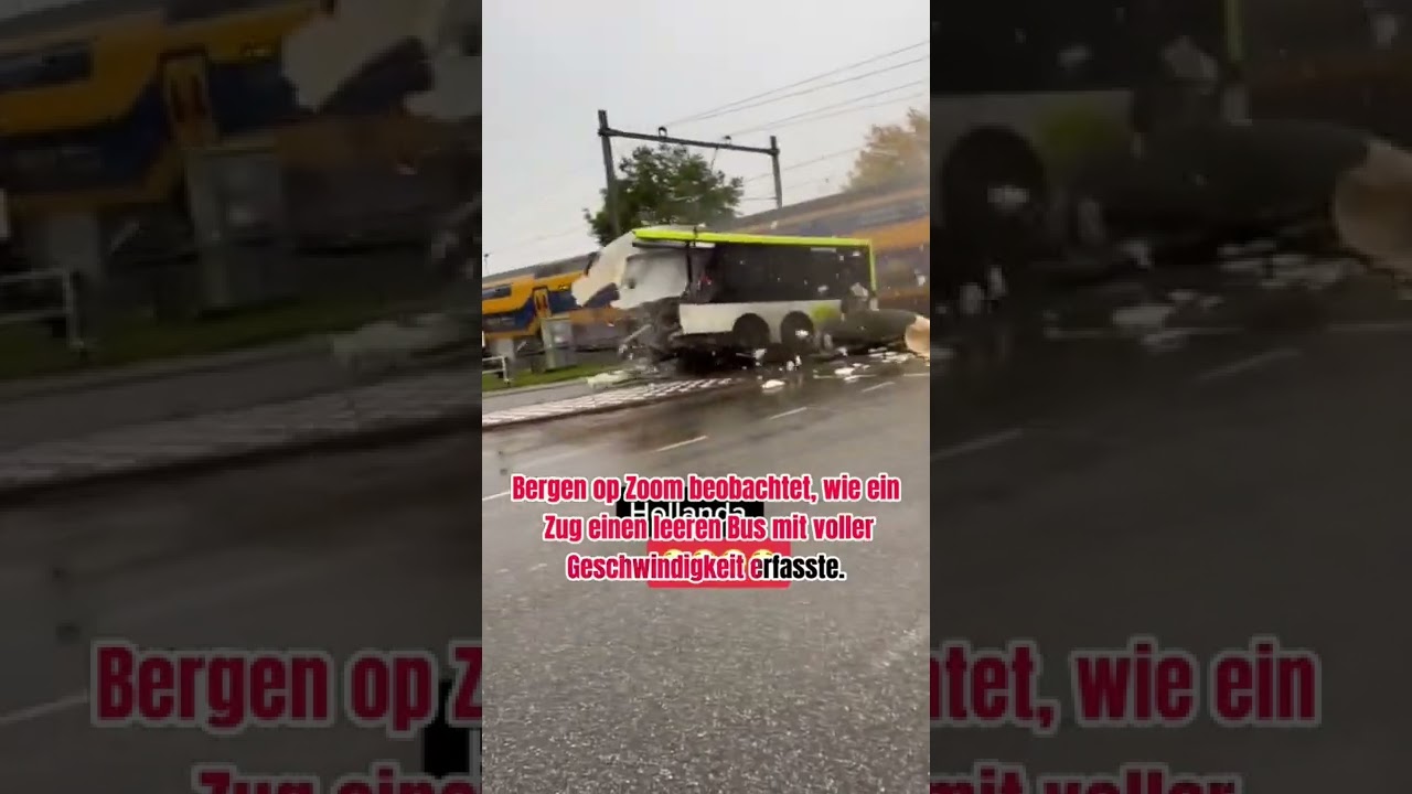 Zug zerreißt Bus in zwei Teile 