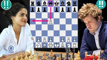 Best Ending Chess Game : 63 By Magnus Carlsen vs Tania Sachdev #chess #chessgrandmaster