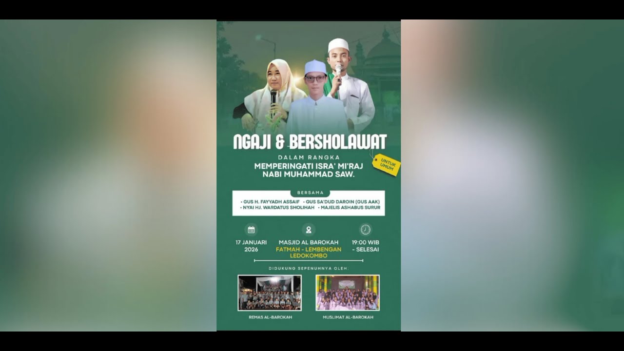 🔴LIVE | ISRA' & MI'RAJ NABI MUHAMMAD SAW MASJID AL BAROKAH 16 JANUARI 2026