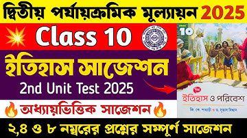 Class 10 History 2nd Unit Test Suggestion 2025 | Class 10 2nd Unit Test History Suggestion 2025