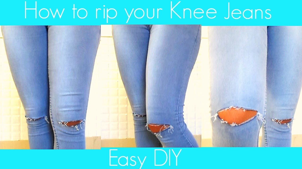 HOW TO RIP YOUR KNEE JEANS - YouTube