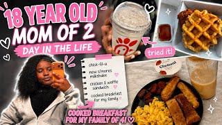 Trying Chick-fil-A’s NEW S’mores Milkshake + Chicken & Waffle Sandwich | 18-Year-Old Mom of 2 Update