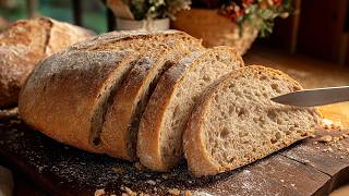 No-knead bread: 5 minutes. Mix everything together and it's ready! Healthy bread.
