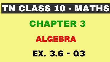 10th Maths | Chapter 3 | Algebra | Exercise 3.6 - Q3 | Maths Clock | TN Class10