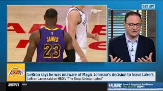 Lebron James Heated Reaction To Magic Johnson Leaving Without Telling Him Espn Get Up