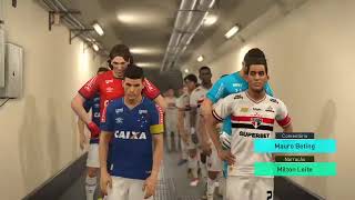 SÃO PAULO X CRUZEIRO AO VIVO COM IMAGENS JOGO DE HOJE GAMEPLAY PES 2018 PS4