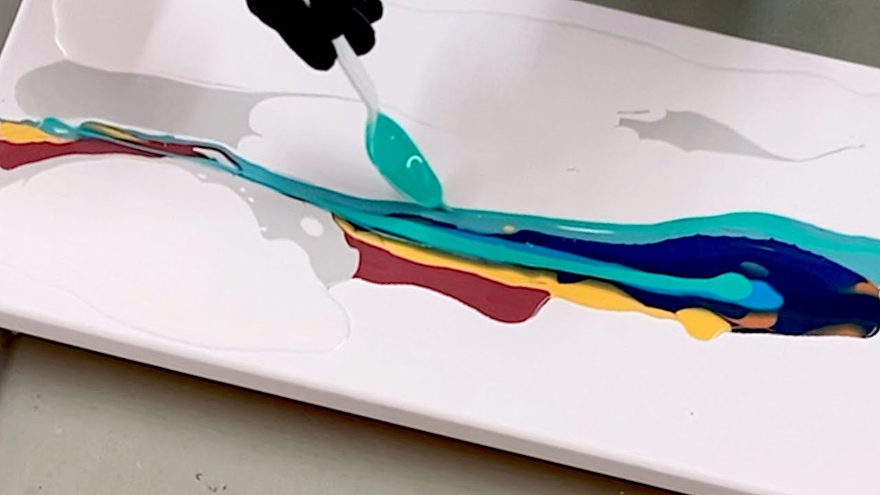 Acrylic pour with hair dryer, Acrylic pour painting easy, Acrylic