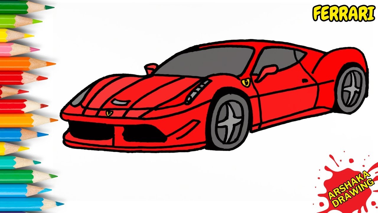How to Draw Ferrari Sport Car Easy Step by Step | Sport Cars | Arshaka ...