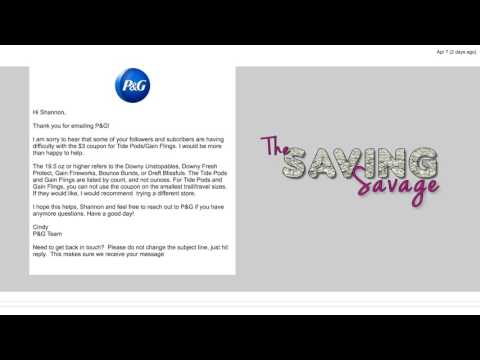 TIDE COUPON CONTROVERSY SOLVED 4/9/17 ~ THE EMAIL THAT P&G SENT US!