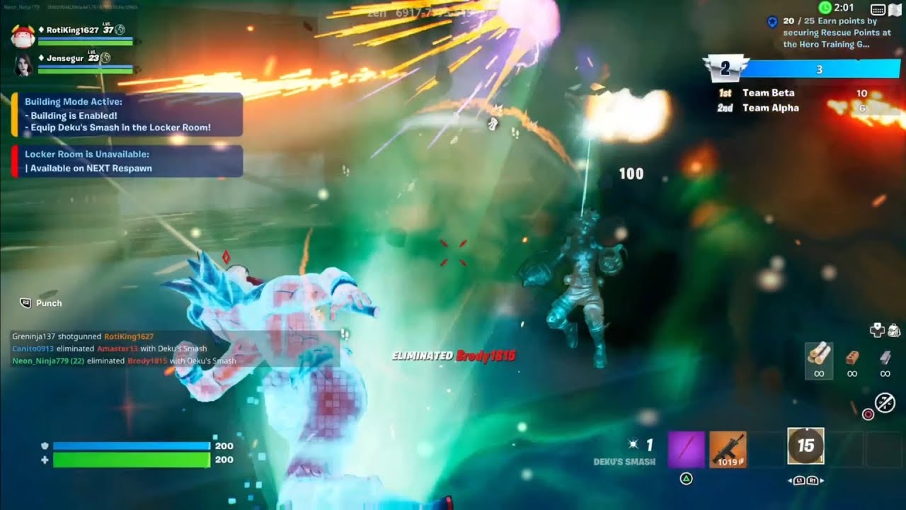 Fortnite My Hero Academia Collab Deku's Smash Mythic Compilation