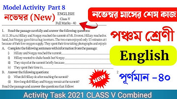 Class 5 English Model Activity Task part 8 | class 5 model Activity Task English November part 8