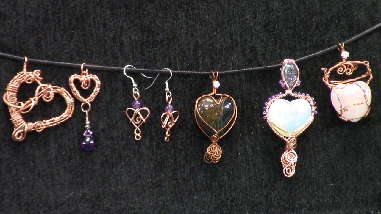 Wire Wrapped Heart-shaped Pendant and necklace.
