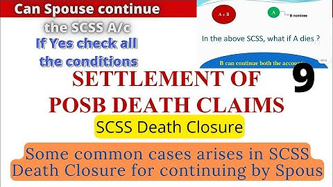SCSS Death Claim closure cases | Spous continue account eligibility