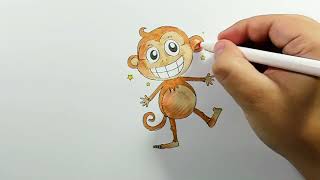 How to Color a Monkey Simple Step by Step Easy Coloring pages for Kids and Beginners