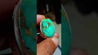 Pirus Persia premiun item motif Elang gradasi biru urat emas ring perak size jumbo 30mm