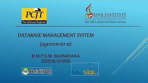 Question Set 12 | Database Management System | Java Institute