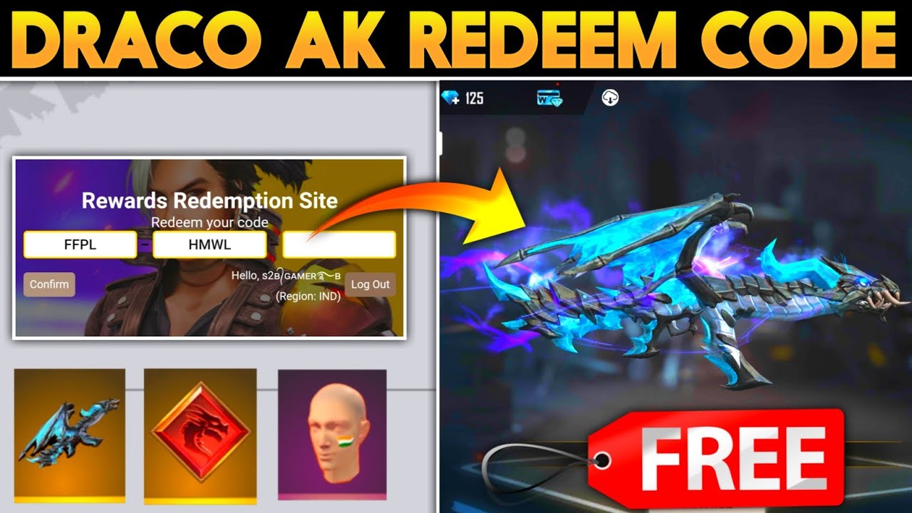 DRACO AK REDEEM CODE FREE FIRE | FREE FIRE REDEEM CODE TODAY 16 AUGUST 🔥