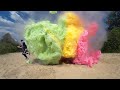 Experiment Three Colours Devil&#39;s Toothpaste explosion - Giant Coca Cola, Fanta, Sprite and Mentos