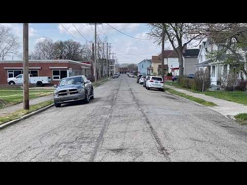 Abandoned Street Running Track, Train Diverging Over 2 Tracks Straight At Camera, MOW Equipment CSX