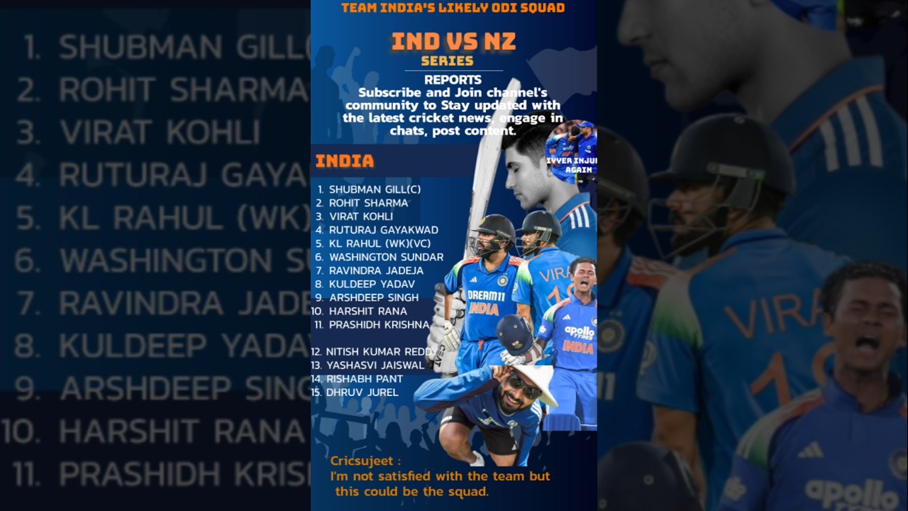 INDIA VS NZ ODI SQUAD 