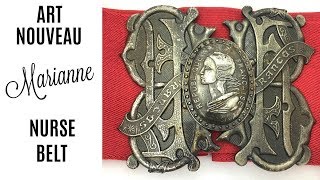 Republique Francaise Marianne of France Nurse Belt Buckle - Antique Art Nouveau Repousse