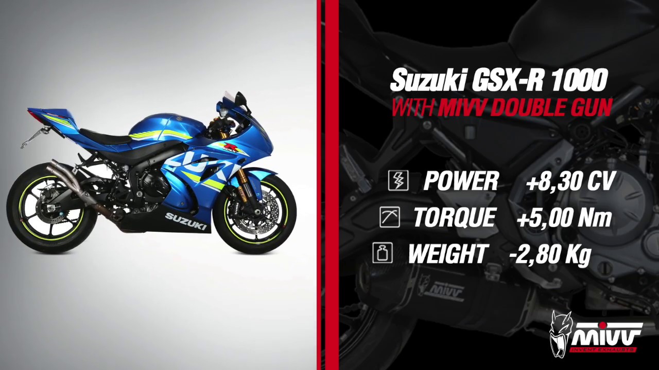SUZUKI GSX R 1000 2017 - MIVV DOUBLE GUN EXHAUST - YouTube