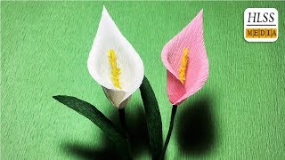 How to make white calla lily bouquet paper flower| Calla lily crepe paper design