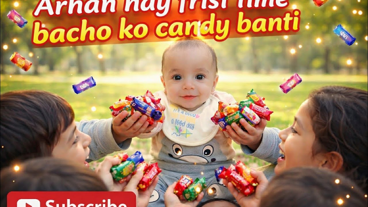 ارہان کا پہلا نیک کام | بچوں میں کینڈیاں🍬🍭 بانٹ دیں 🥰#channel #subscribe#cutebaby #like  #share 