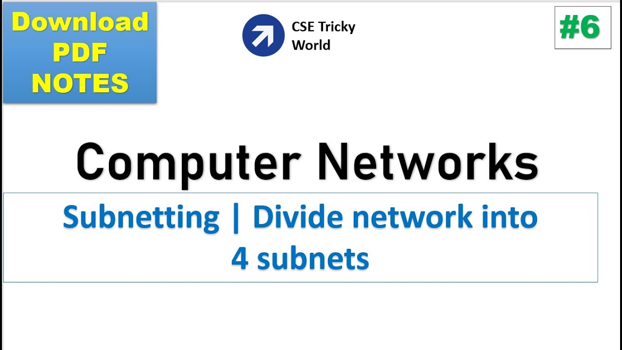 CN| To divide Network in 4 subnets| Subnetting | Subnet Mask | HSSC PGT CS |HTET CS| NTA NET|GATE