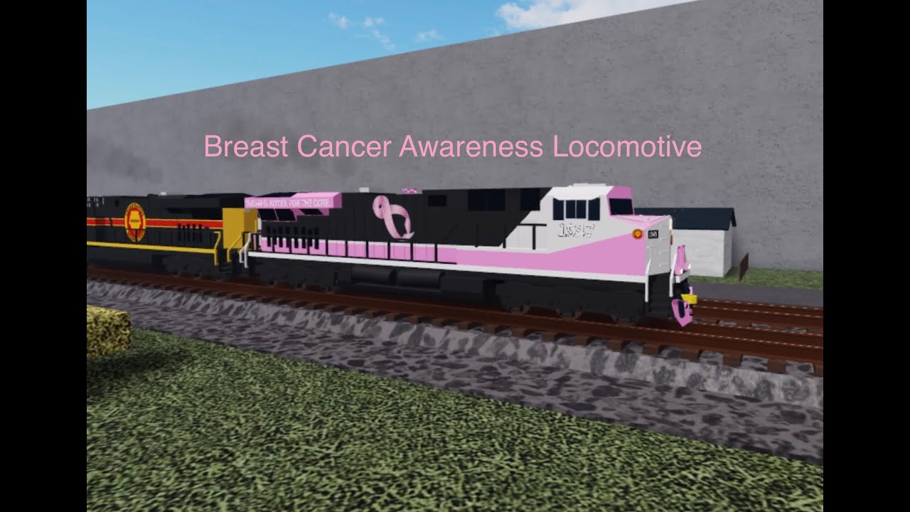 Breast Cancer Awareness Locomotive on a Coal Train - YouTube