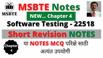 MSBTE Final Year Software Testing short summary NOTES Chapter 4 | With  Explanation | For MCQ Exam