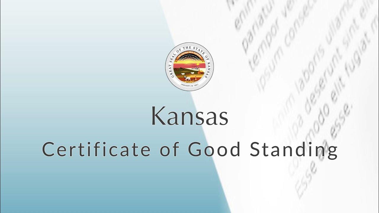 Kansas Certificate of Good Standing YouTube