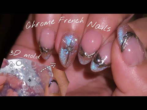 Magical Chrome French nails 💕Relaxing music