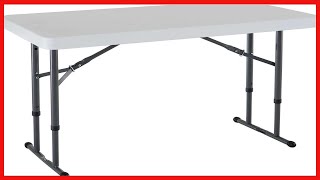 LIFETIME 80160 Commercial Height Adjustable Folding Utility Table, 4 Feet, White Granite